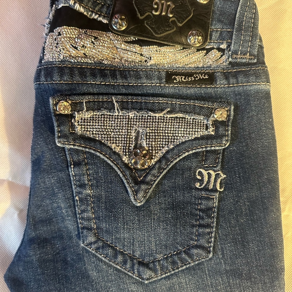 Miss Me Denim Jeans with Silver Accents
